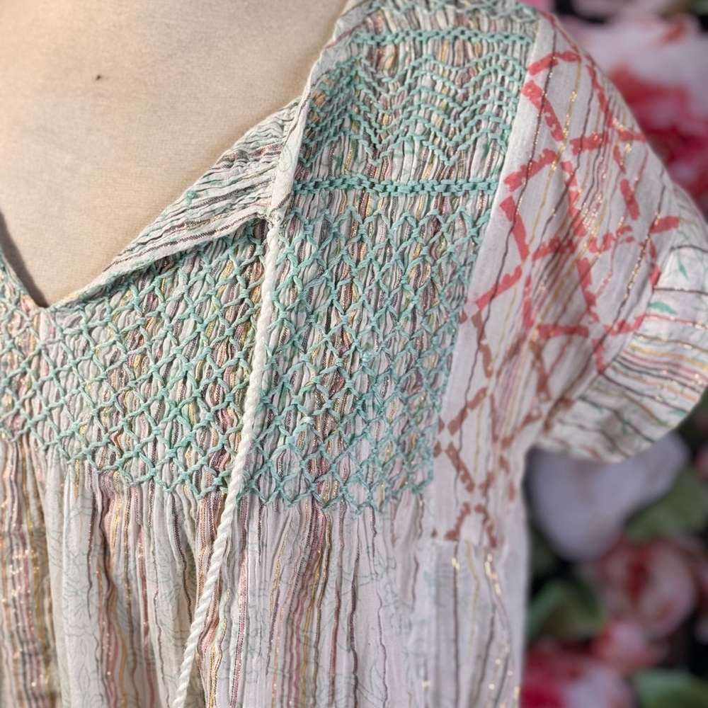 RACHEL Rachel Roy Embroidered Short Sleeve Boho Peasant Top - Picture 4 of 9